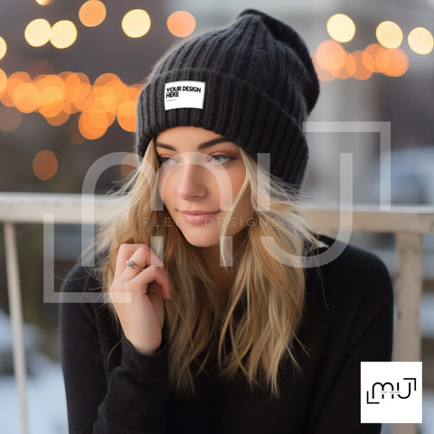 Black Beanie Mockup 003