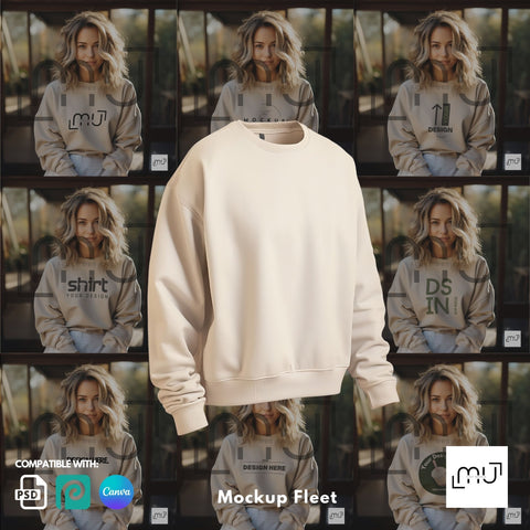 Gildan 18000 Sweatshirt Sand Color Mockup 001