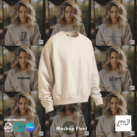 Gildan 18000 Sweatshirt Sand Color Mockup 002