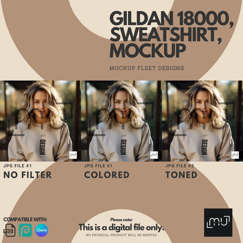 Gildan 18000 Sweatshirt Sand Color Mockup 002