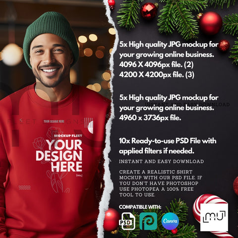 Gildan 18000 Red Sweatshirt Mockup Bundle 001 | Christmas Theme