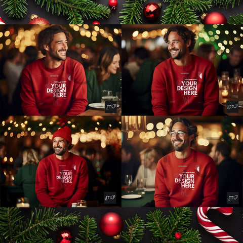 Gildan 18000 Red Sweatshirt Mockup Bundle 001 | Christmas Theme