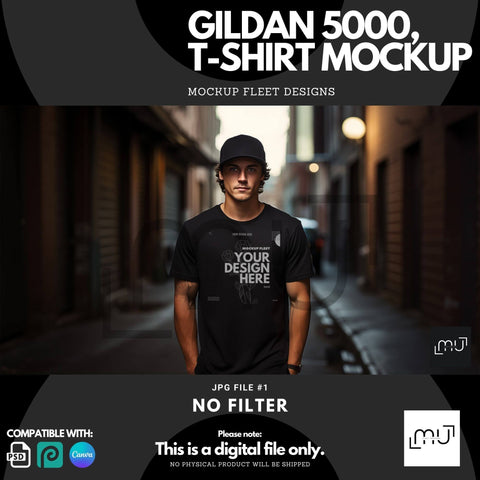 Gildan 5000 Mockup | Black T-Shirt 004