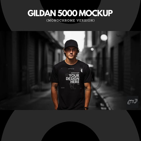Gildan 5000 Mockup | Black T-Shirt 004