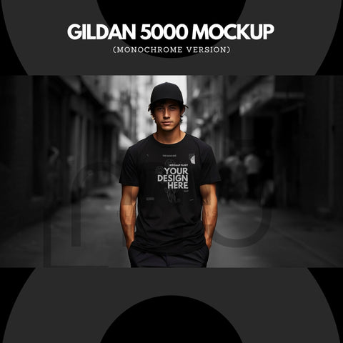 gildan 5000 black shirt mockup