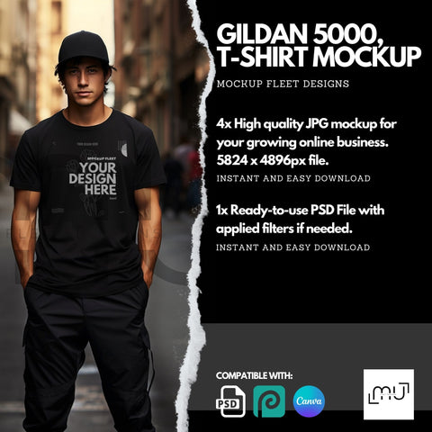 Gildan 5000 Mockup | Black T-Shirt 005