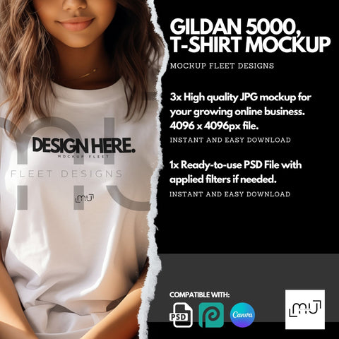 Gildan 5000 Mockup | White T-Shirt 002