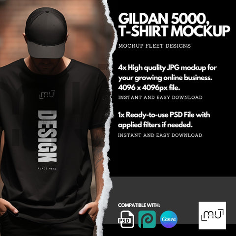 Gildan 5000 Mockup | Black T-Shirt 002