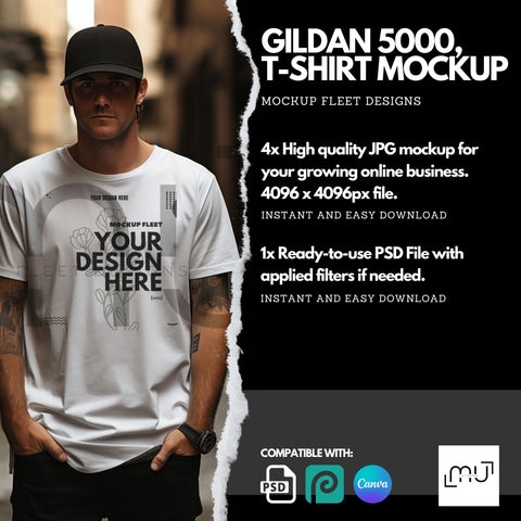 Gildan 5000 Mockup | White T-Shirt 004