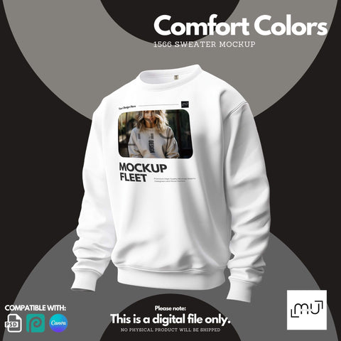 Comfort Colors 1566 Mockup 001 | White Sweatshirt
